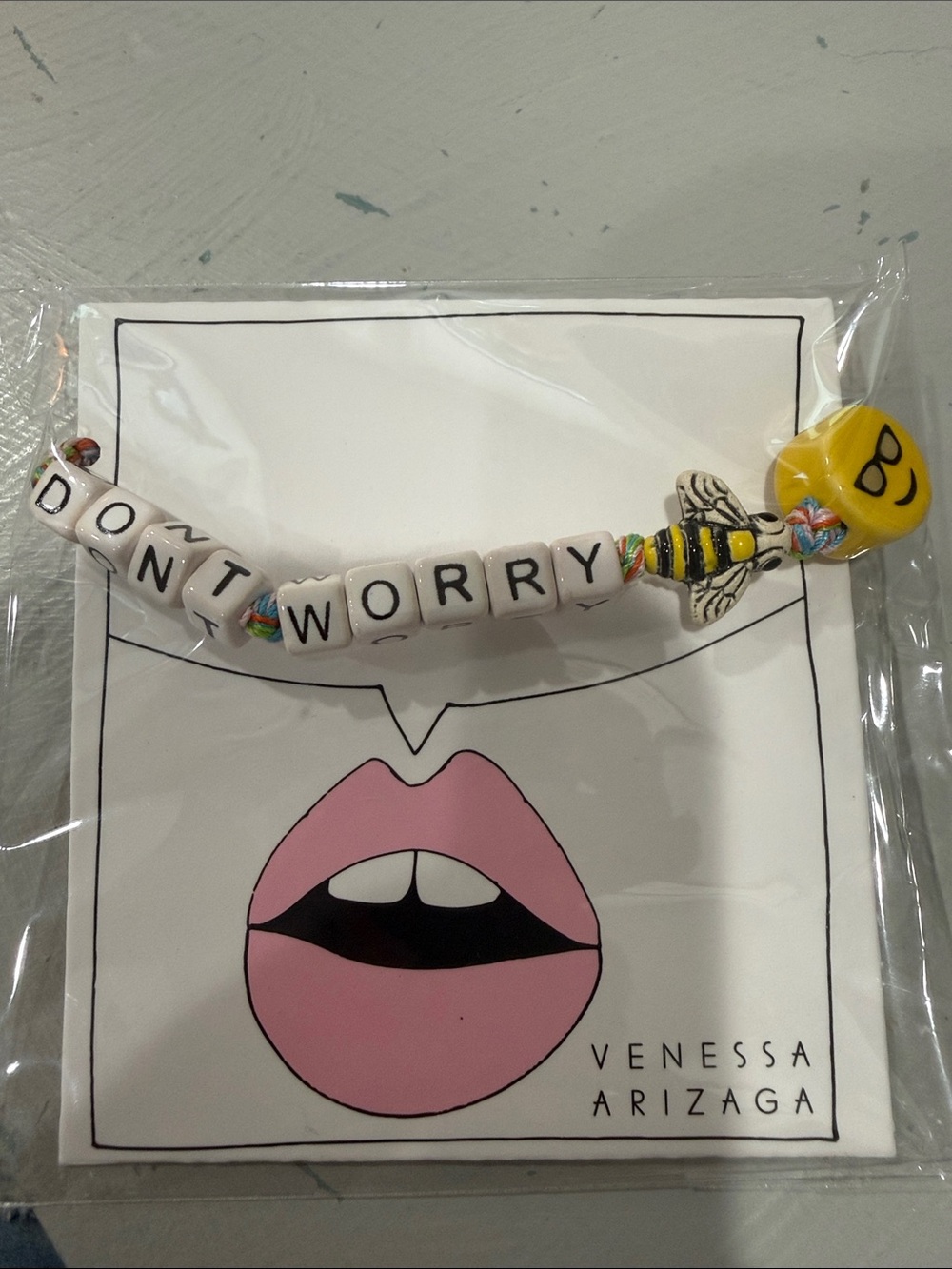 Venessa Arizaga Don't Worry 🐝 😎 Beaded Bracelet - Yellow Bee Charm